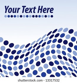 Wave of blue dots background vector