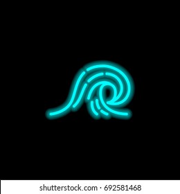 Wave blue glowing neon ui ux icon. Glowing sign logo vector