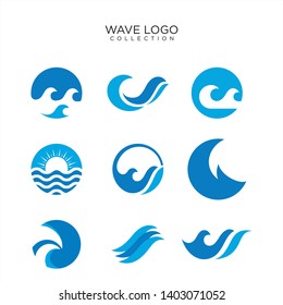 wave blue logo water flow collections premium icon illustration vector