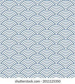 The wave of the blue ocean. Traditional japanese seamless pattern.