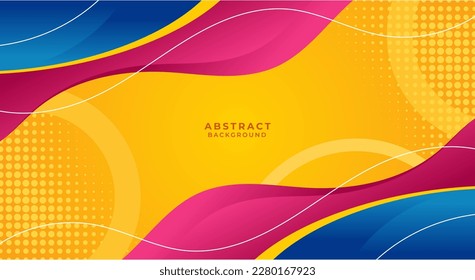 Azul ondulado y rosa con vector de fondo amarillo