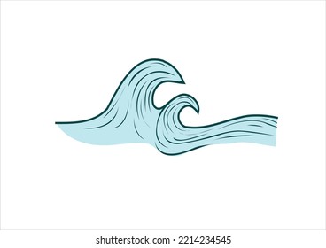 wave blue vector hand drawn design 