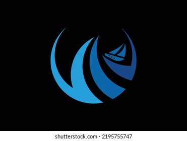 Wave Boat Ocean Icon Logo Design Vector Template for Multi-purpose