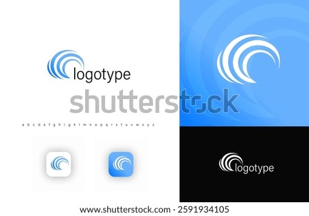 Wave brain logo with flowing curves. Represents water, energy, motion, brain. Ideal for environmental projects, sustainability, marine businesses, neural technology, biohacking engines. Vector logo.