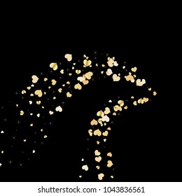 A wave of brilliant hearts. Placer, confetti, sparkles. Seasonal background