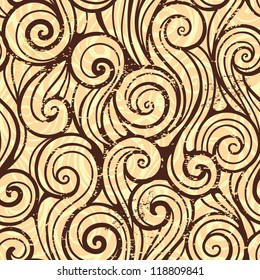 Wave  brown grunge seamless pattern