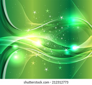 Wave burst star green background