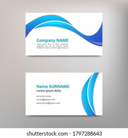 Wave business card template design, vector illustration