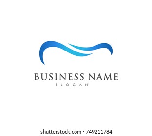 Wave business logo template with blue gradient color