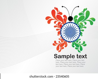 wave and butterfly republic day, vector illustration