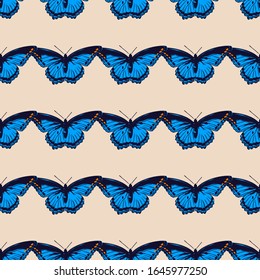 Wave butterfly seamless pattern, graphic wallpaper 