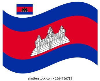Wave Cambodia Flag Vector illustration Eps 10
