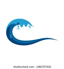 Wave cartoon, simple, and modern vector logo