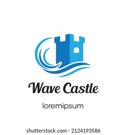 Símbolo de logotipo de Wave Castle o diseño de plantilla de icono