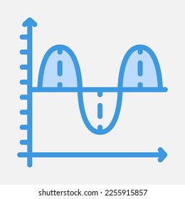 Wave chart icon in blue style, use for website mobile app presentation