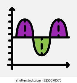 Wave chart icon in filled line style, use for website mobile app presentation