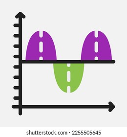 Wave chart icon in flat style, use for website mobile app presentation