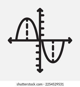 Wave-Chart-Symbol im Rahmenstil, Verwendung für Website-Mobile-App-Präsentation