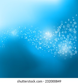 Wave Christmas background with snowflakes. Eps 10 illustration.