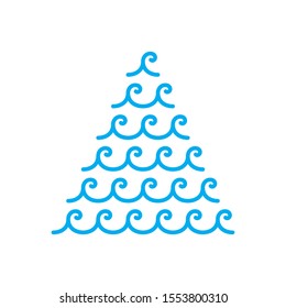 Wave Christmas tree symbol. Ancient Greek ornament sign or logo. New Year and Christmas greeting card design. Vector and illustration