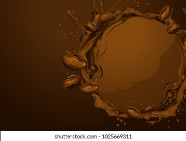 Wave Circle  of Coffee background. vector illustration. you can place relevant content on the area.