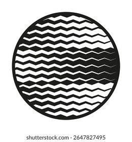 Icono de círculo ondulado. Forma de ondulación Horizontal. Vector de patrón Abstractas. Diseño blanco negro.