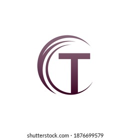 Wave circle letter T logo icon design illustration
