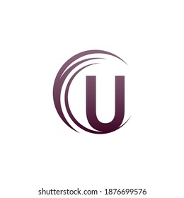 Ilustración del diseño del logotipo de U de la letra de círculo de onda