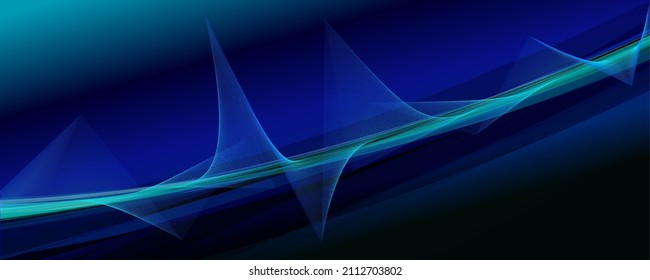 Wave circle line and curve pattern flowing in blue green color isolated on black background. Vector graphic in concept of music, technology.
