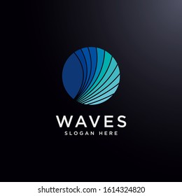 Wave circle logo design template - vector