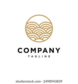 Wave circle logo icon vector