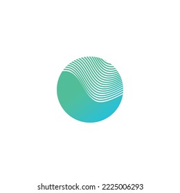 círculo de olas logotipo de agua de mar playa de sol océano con concepto moderno