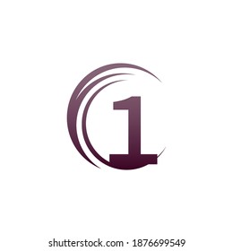Wave circle number 1 logo icon design illustration