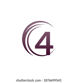 Wave circle number 4 logo icon design illustration