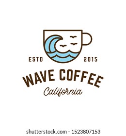 Wave coffee illustration logo design