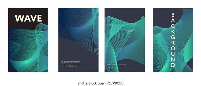 Wave color covers set. Fluid shapes composition. Futuristic design posters. Eps10 vector.