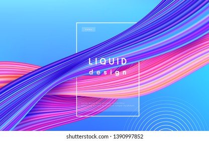 Wave color vector background. Liquid flow paint 3d design illustration. Geometric dynamic wavy color ink art concept.