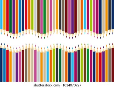 Wave of colored landscape pencils. Isolated on white bacground. Vector illustration.