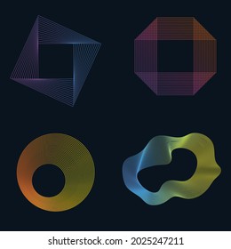 Wave colored lines. Abstract shapes stripes dark background. Creative line. Vector illustration EPS 10. Curved smooth tape