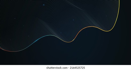 Wave colorful abstract background with flowing particles. Digital future technology concept. abstract background for Presentation design .vector, illustration.