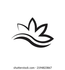 combinación de ondas con el logotipo abstracto de las flores de loto