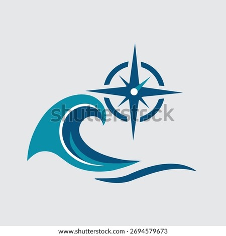 wave and compass logo design  