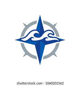 Wave Compass Logo Icon Design