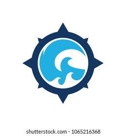 Wave Compass Logo Icon Design