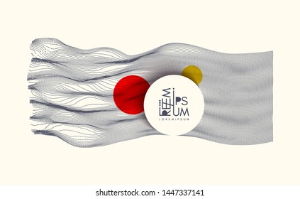 Wave with connected dots. 3D grid surface in technology style. Abstract background. Vector illustration with particle. 