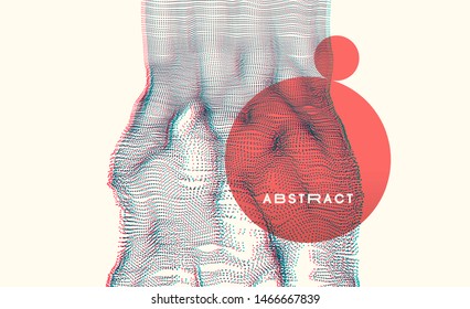 Onda con puntos conectados. Superficie de cuadrícula 3D en estilo tecnológico. Antecedentes abstractos. Ilustración vectorial con partícula. 