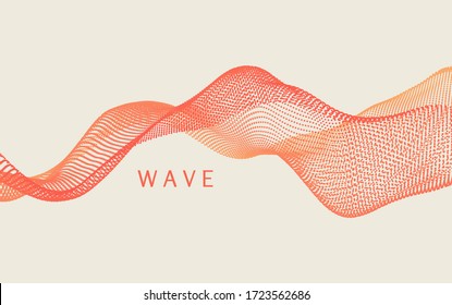 Wave with connected dots. Abstract digital background with particles. 3D grid surface in technology style. Big data. Vector illustration for poster, cover, banner or placard.