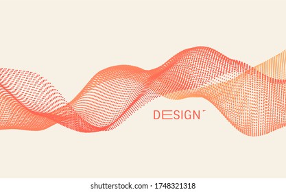 Wave with connected dots. Abstract digital background with particles. 3D grid surface in technology style. Big data. Vector illustration for poster, cover, banner or placard.