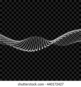 Wave with Connected Lines and Dots. Glowing Grid. Connection Structure. Wireframe Vector Illustration.