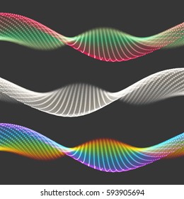 Wellen mit verbundenen Linien und Punkten. Glührost. Verbindungsstruktur. Wireframe-Vektorgrafik. 